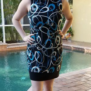 Womens AGB Dress Black, Blue, White and Grey Multi Color Size 12P